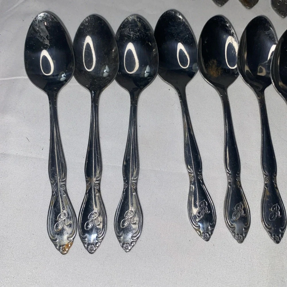 32 Piece R Monogrammed Vintage Flatware Stainless Steel Made In Taiwan